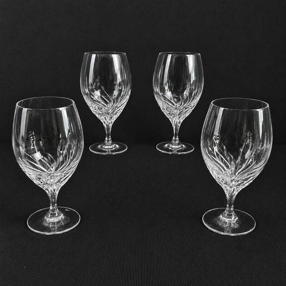 Nachtmann Fleurie Tulip Beer Red Wine 4 GlasseLeaCrystal Etched Floral 3/4"
